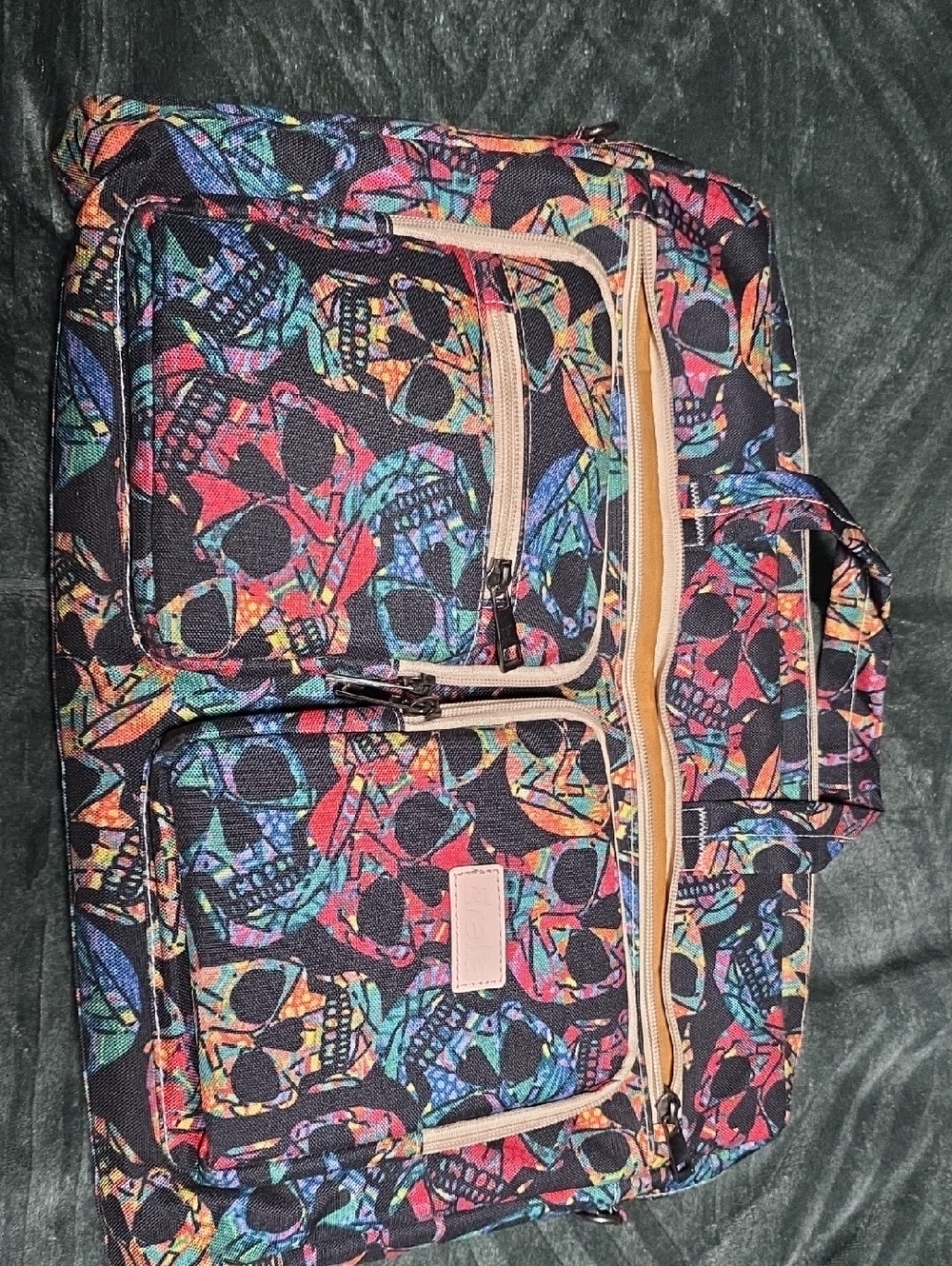 Colorful Skull Print Travel Tote Bag